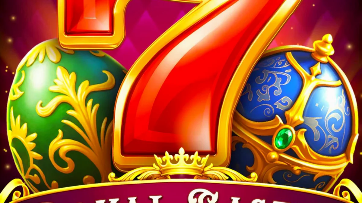 Tampilan visual mewah dari slot Royal Easter dengan telur Fabergé dan latar taman istana.